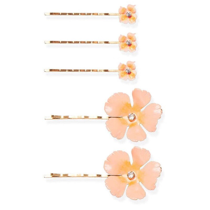 Rhinestone Floral Hair Pins (5pcs)