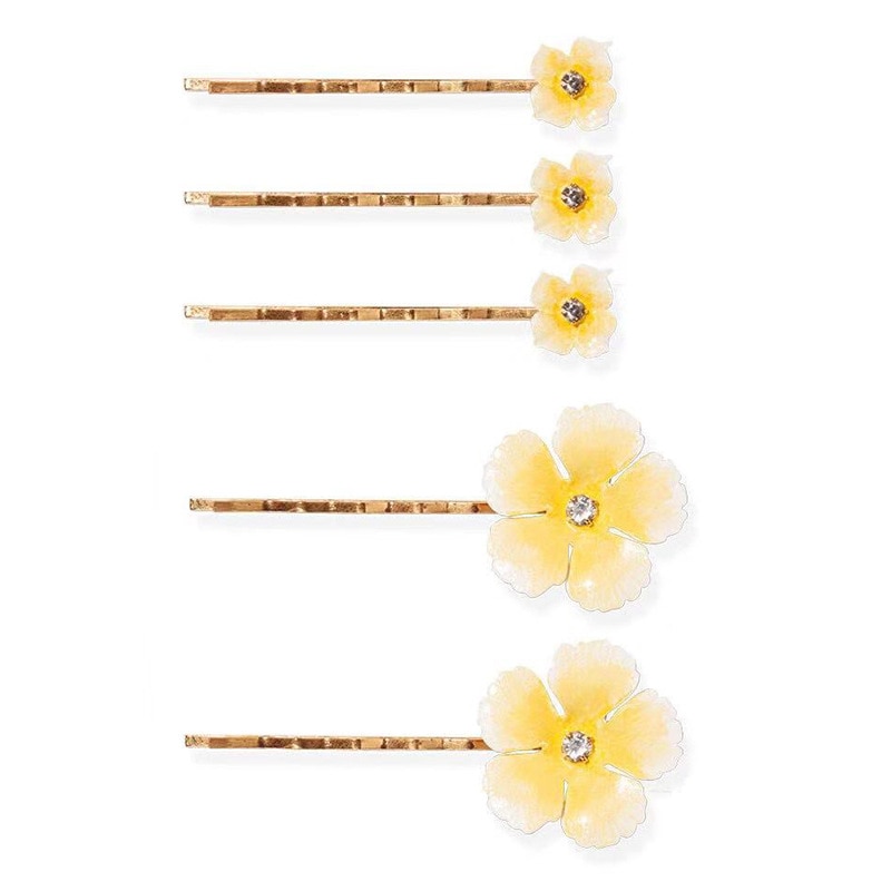 Rhinestone Floral Hair Pins (5pcs)