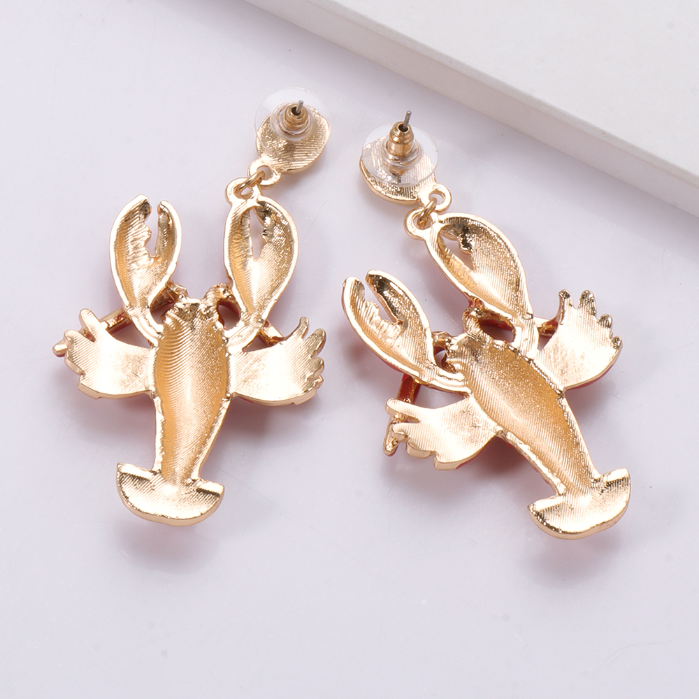 Rhinestone Metal Lobster Earrings