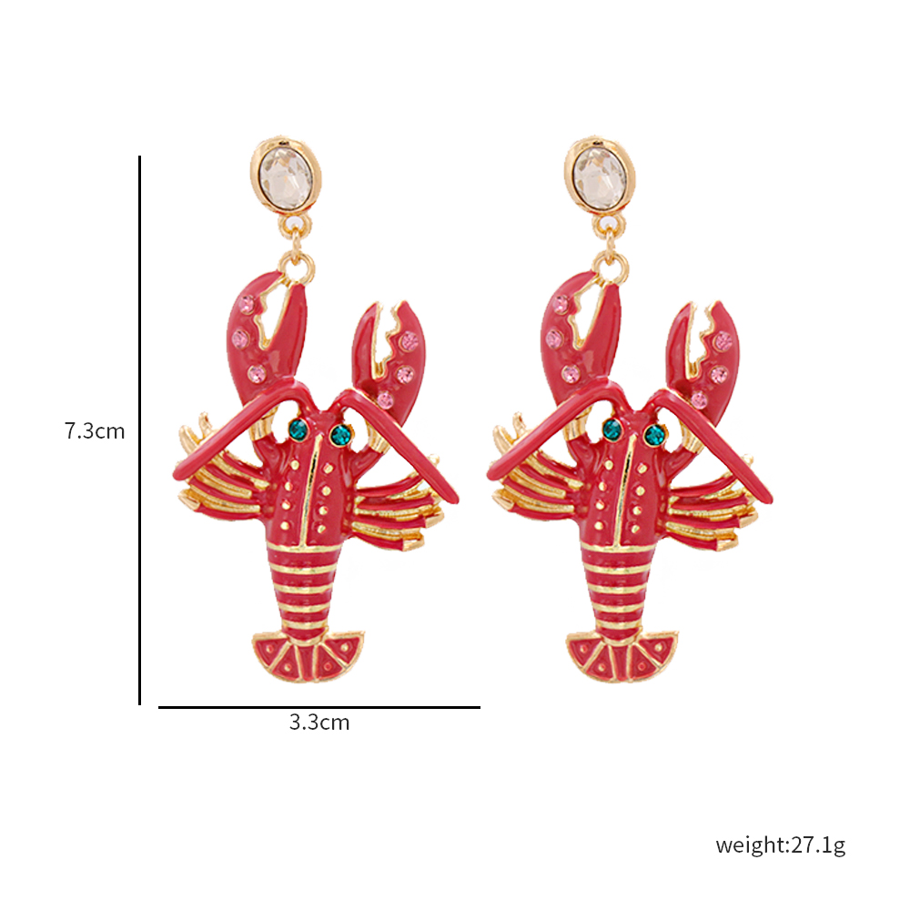 Rhinestone Metal Lobster Earrings