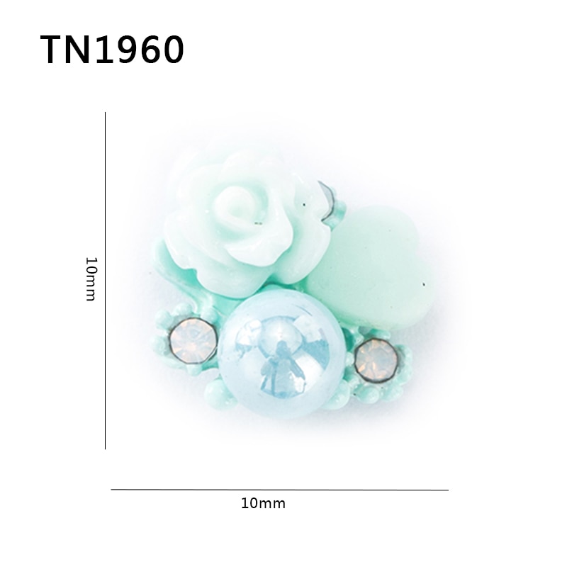 Rhinestone Nails 10pcs Flower Art