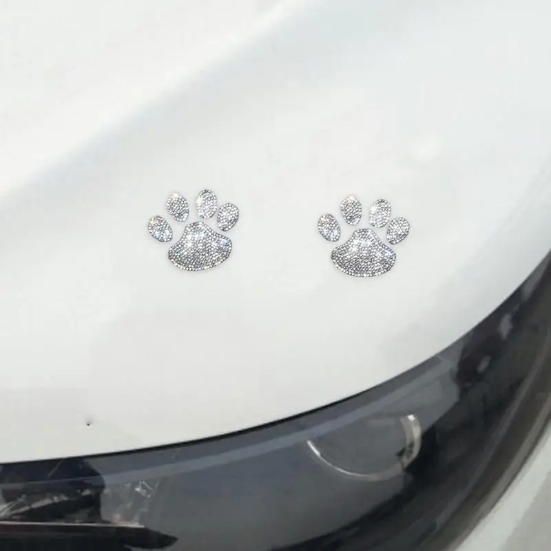 Rhinestone Sparkly Paw Print Decals for Cars (2Pcs)