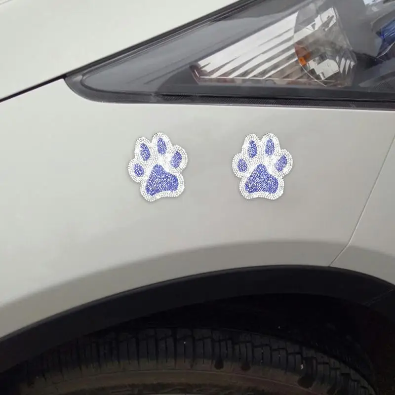 Rhinestone Sparkly Paw Print Decals for Cars (2Pcs)