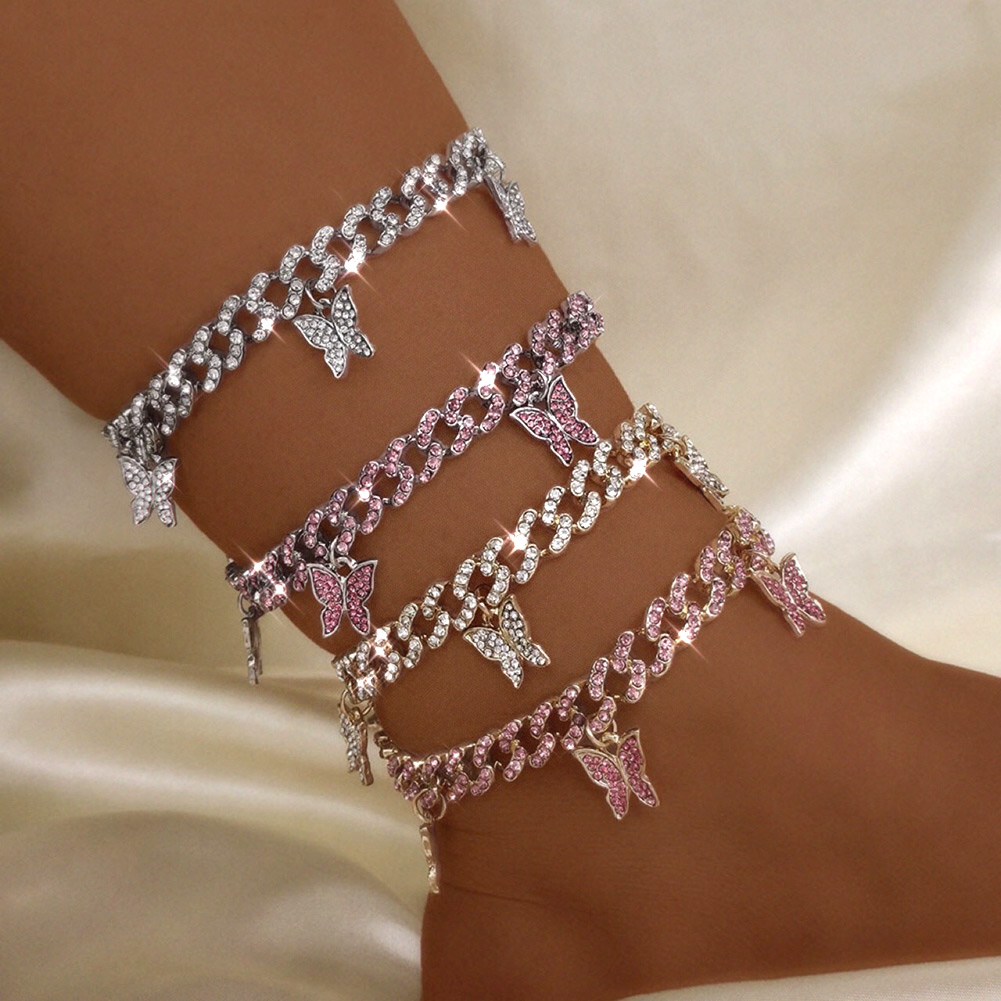 Rhinestone Studded Chain Ankle Bracelet Rhinestone Studded Chain Ankle Bracelet