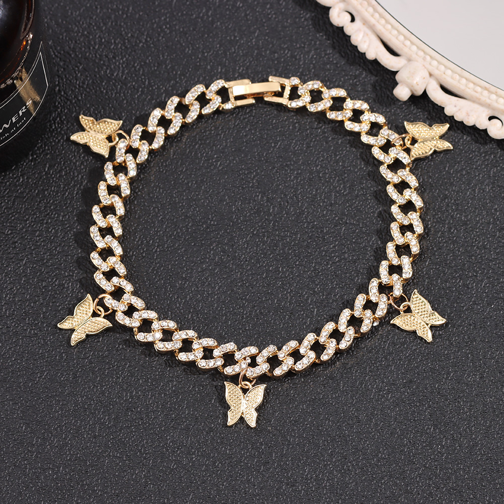 Rhinestone Studded Chain Ankle Bracelet Rhinestone Studded Chain Ankle Bracelet