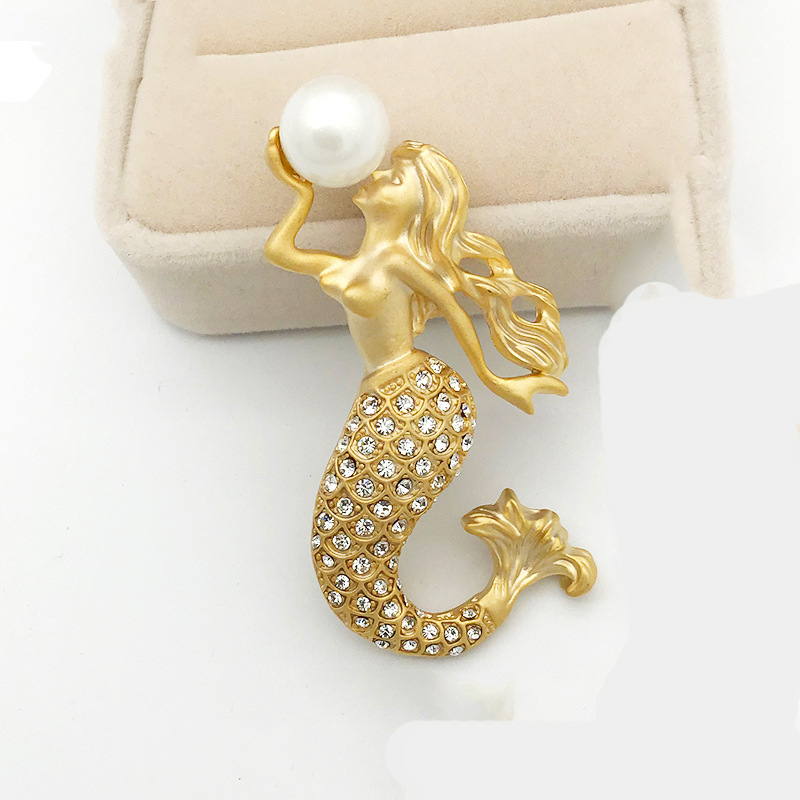 Rhinestone Studded Mermaid Brooch Rhinestone Studded Mermaid Brooch
