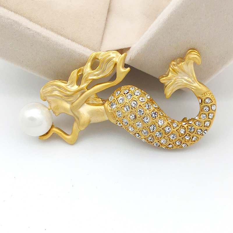 Rhinestone Studded Mermaid Brooch Rhinestone Studded Mermaid Brooch