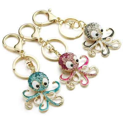 Rhinestone Studded Octopus Keychain