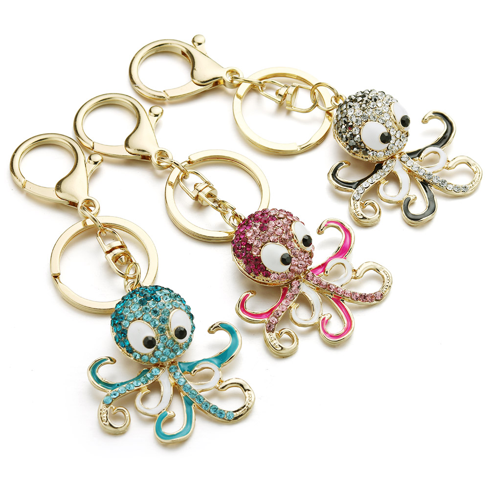 Rhinestone Studded Octopus Keychain