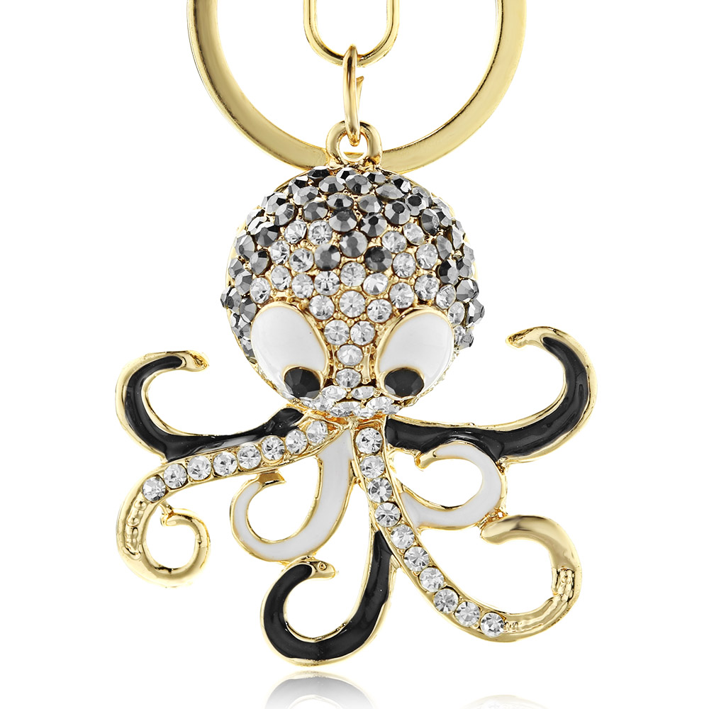 Rhinestone Studded Octopus Keychain