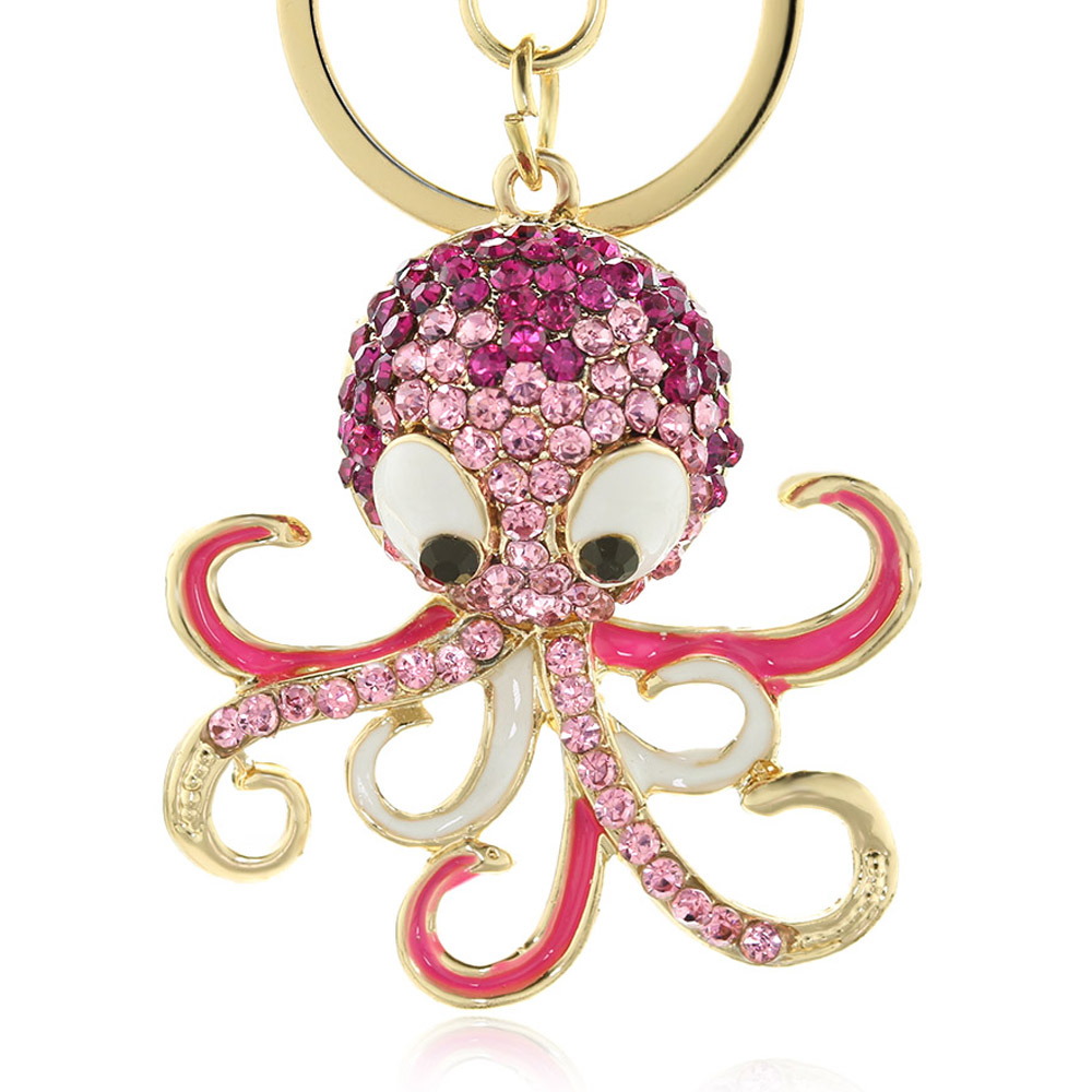 Rhinestone Studded Octopus Keychain