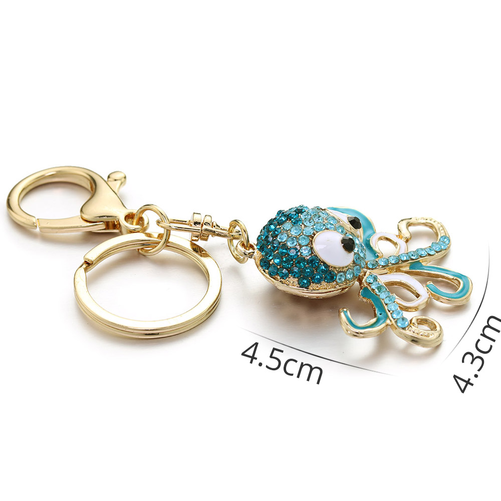 Rhinestone Studded Octopus Keychain