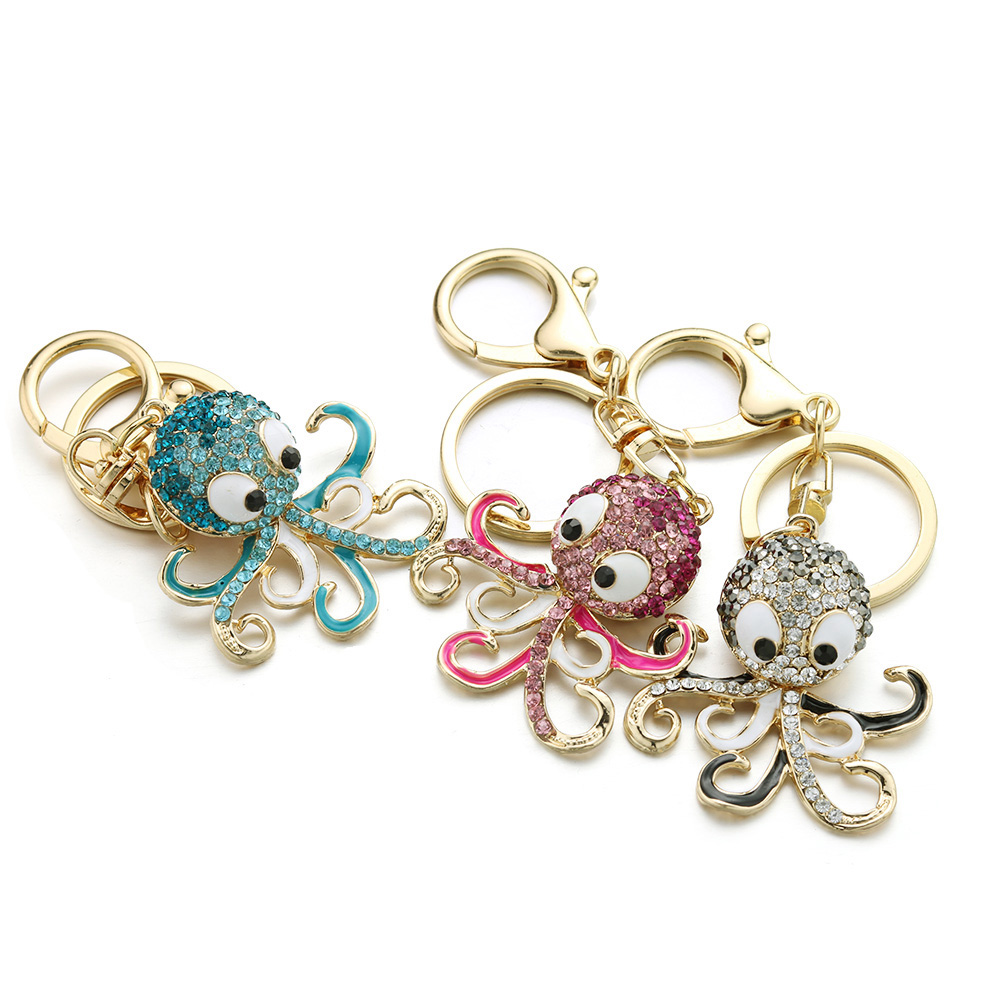 Rhinestone Studded Octopus Keychain