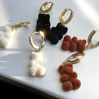 Rhinestone Studded Teddy Bear Earrings Rhinestone Studded Teddy Bear Earrings