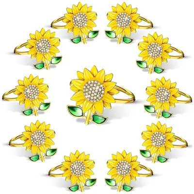 Rhinestone Sunflower Napkin Rings (12pcs) Rhinestone Sunflower Napkin Rings (12pcs)