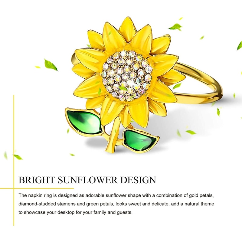 Rhinestone Sunflower Napkin Rings (12pcs) Rhinestone Sunflower Napkin Rings (12pcs)