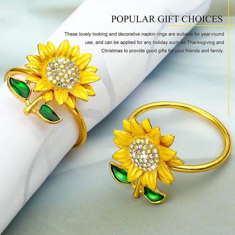 Rhinestone Sunflower Napkin Rings (12pcs) Rhinestone Sunflower Napkin Rings (12pcs)