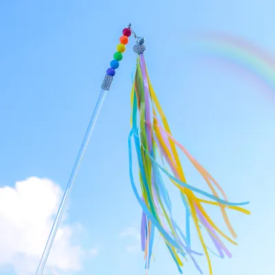 Ribbon Cat Toy with Rainbow Tassel Ribbon Cat Toy with Rainbow Tassel