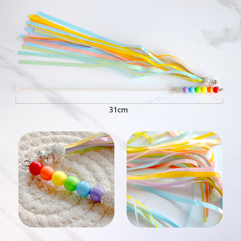 Ribbon Cat Toy with Rainbow Tassel Ribbon Cat Toy with Rainbow Tassel