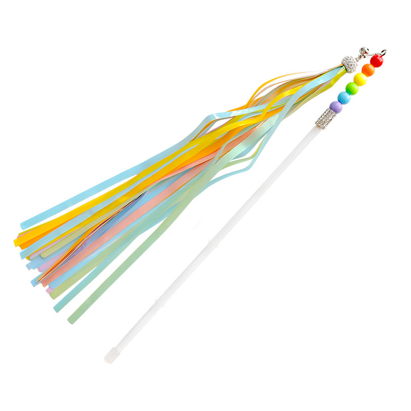 Ribbon Cat Toy with Rainbow Tassel Ribbon Cat Toy with Rainbow Tassel