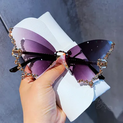 Rimless Butterfly Shape Sunglasses