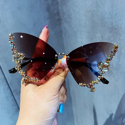 Rimless Butterfly Shape Sunglasses