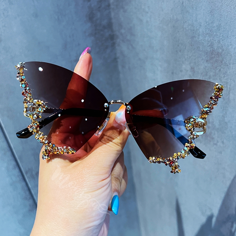 Rimless Butterfly Shape Sunglasses