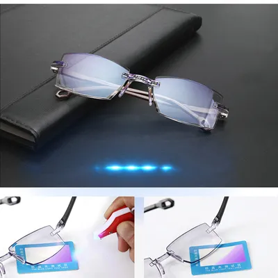 Rimless Reading Glasses Anti Blue Light Bifocal Far Near Magnification Eyewear Presbyopic Glasses Rimless Reading Glasses Anti Blue Light Bifocal Far Near Magnification Eyewear Presbyopic Glasses