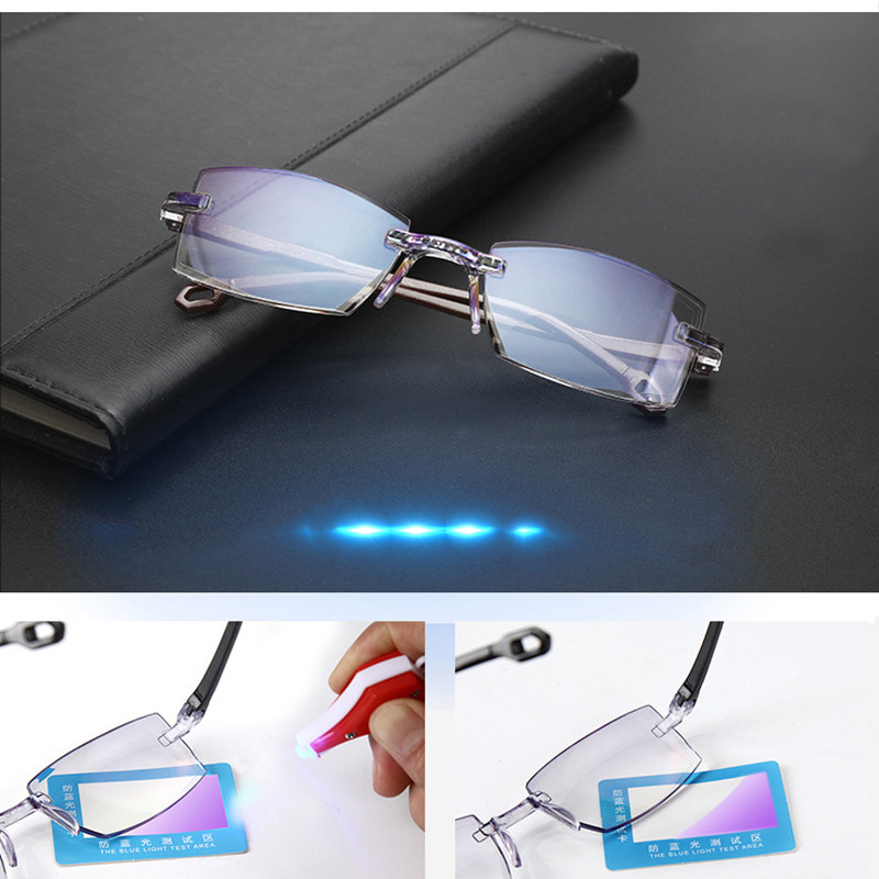 Rimless Reading Glasses Anti Blue Light Bifocal Far Near Magnification Eyewear Presbyopic Glasses Rimless Reading Glasses Anti Blue Light Bifocal Far Near Magnification Eyewear Presbyopic Glasses