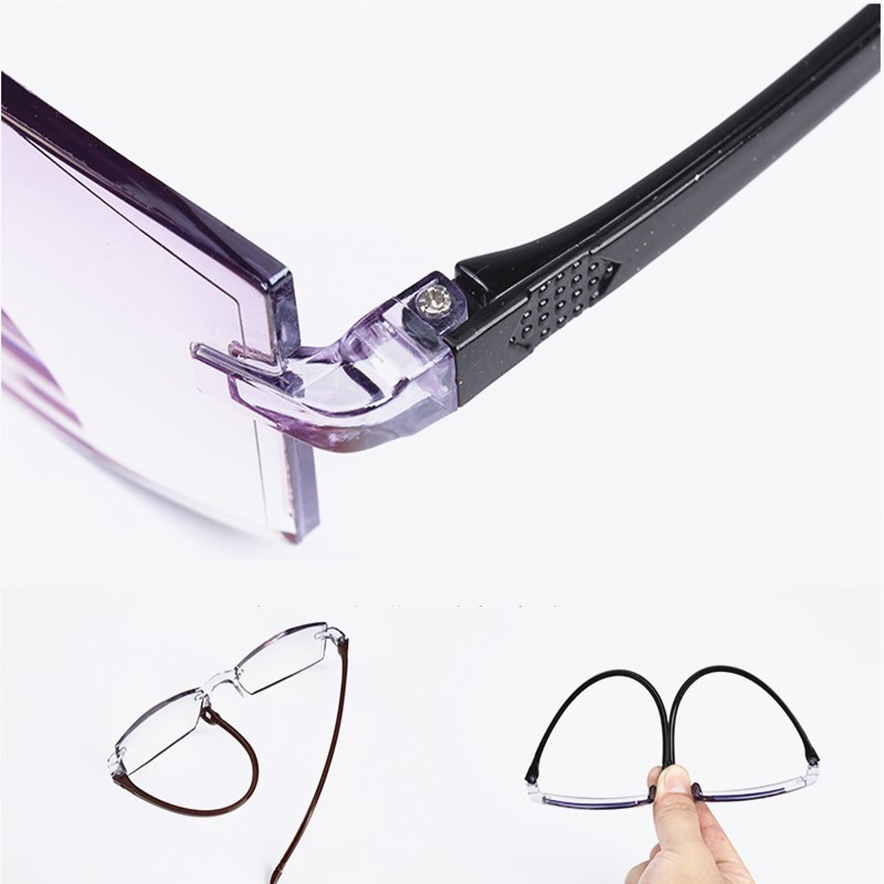 Rimless Reading Glasses Anti Blue Light Bifocal Far Near Magnification Eyewear Presbyopic Glasses Rimless Reading Glasses Anti Blue Light Bifocal Far Near Magnification Eyewear Presbyopic Glasses