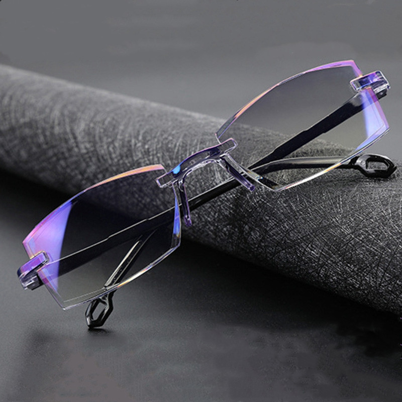 Rimless Reading Glasses Anti Blue Light Bifocal Far Near Magnification Eyewear Presbyopic Glasses Rimless Reading Glasses Anti Blue Light Bifocal Far Near Magnification Eyewear Presbyopic Glasses