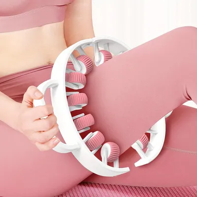 Ring Leg Massager with 14 Soft Rubber Rollers for Full Body Neck Shoulder Abdominal Anti Cellulite Slimming Muscle