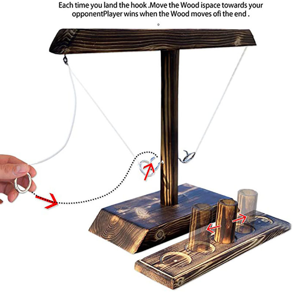Ring Toss Game Party Toys Drinking Game Toy Wooden Ring Toss Hooks Fast Paced Interactive Game for Bars Home Board