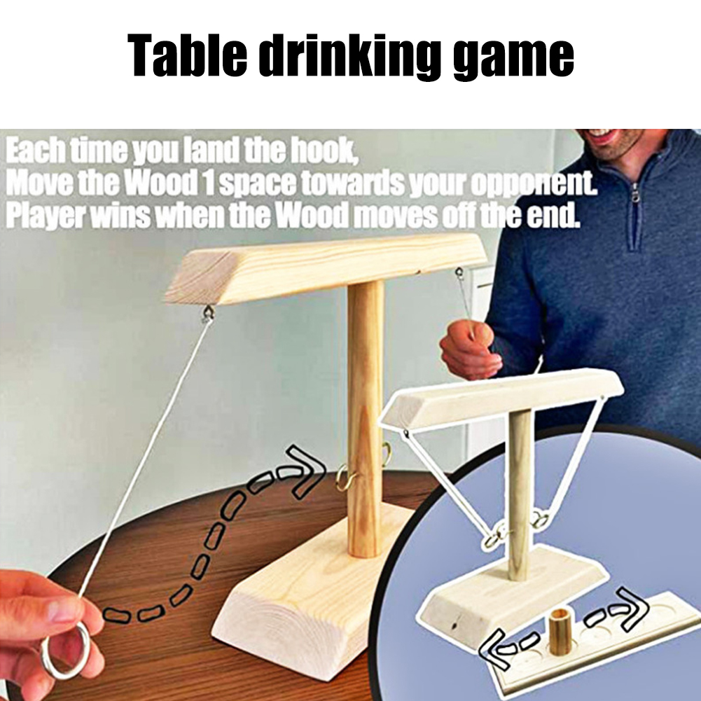 Ring Toss Game Party Toys Drinking Game Toy Wooden Ring Toss Hooks Fast Paced Interactive Game for Bars Home Board