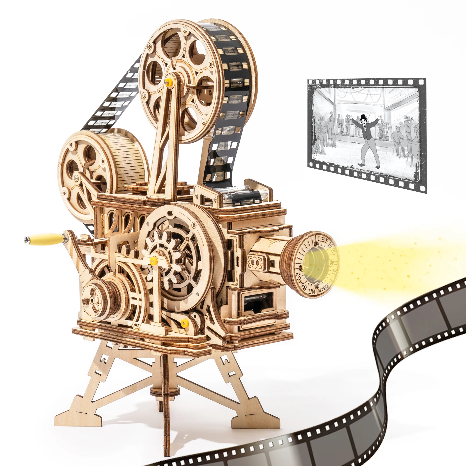 Robotime ROKR Hand Crank Projector Classic Film Vitascope 3D Wooden Puzzle Model Building Toys for Children Adult LK601 Robotime ROKR Hand Crank Projector Classic Film Vitascope 3D Wooden Puzzle Model Building Toys for Children Adult LK601