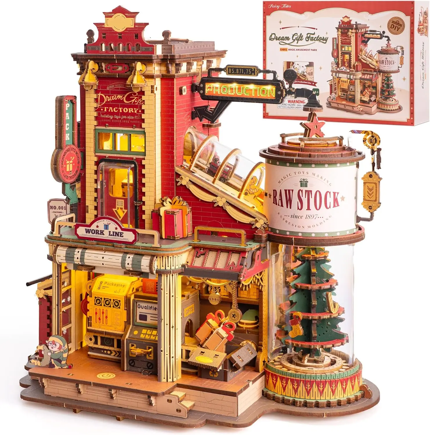 Robotime Rokr Wooden Music Box Christmas Dream Gift Factory 3D Wooden Puzzles Wooden Model Kits Build Best Gifts for