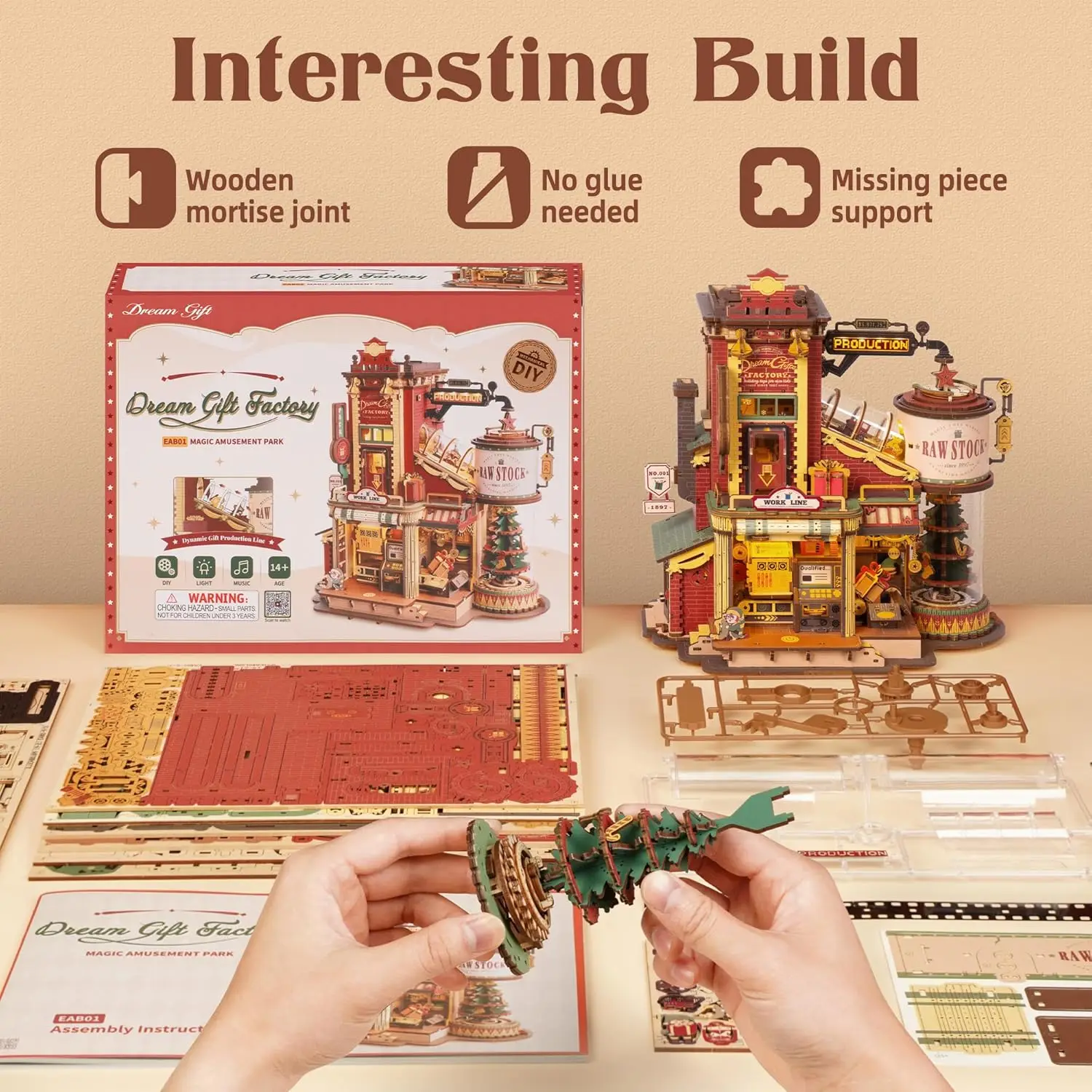 Robotime Rokr Wooden Music Box Christmas Dream Gift Factory 3D Wooden Puzzles Wooden Model Kits Build Best Gifts for Robotime Rokr Wooden Music Box Christmas Dream Gift Factory 3D Wooden Puzzles Wooden Model Kits Build Best Gifts for