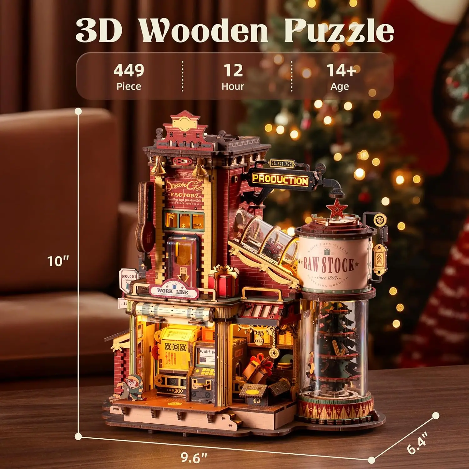 Robotime Rokr Wooden Music Box Christmas Dream Gift Factory 3D Wooden Puzzles Wooden Model Kits Build Best Gifts for Robotime Rokr Wooden Music Box Christmas Dream Gift Factory 3D Wooden Puzzles Wooden Model Kits Build Best Gifts for