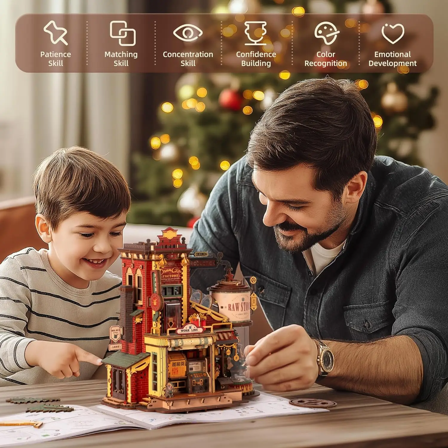 Robotime Rokr Wooden Music Box Christmas Dream Gift Factory 3D Wooden Puzzles Wooden Model Kits Build Best Gifts for Robotime Rokr Wooden Music Box Christmas Dream Gift Factory 3D Wooden Puzzles Wooden Model Kits Build Best Gifts for