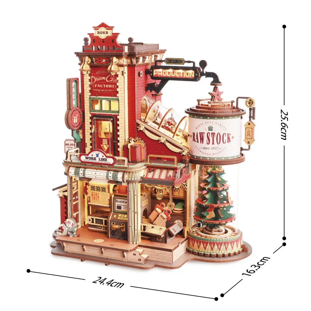 Robotime Rokr Wooden Music Box Christmas Dream Gift Factory 3D Wooden Puzzles Wooden Model Kits Build Best Gifts for Robotime Rokr Wooden Music Box Christmas Dream Gift Factory 3D Wooden Puzzles Wooden Model Kits Build Best Gifts for