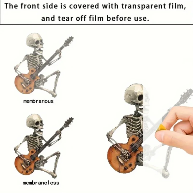 Rock Style Skull Guitar Car Ornaments Spring Swing Creative Decoration 2D Car Personalized Decoration Small Objects
