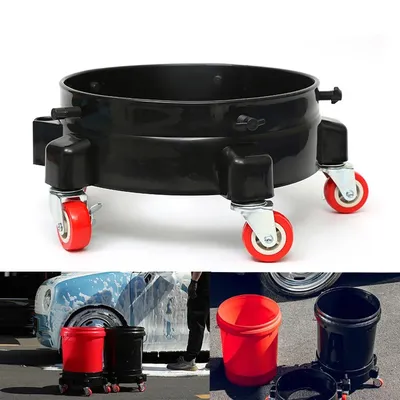 Rolling Bucket Dolly 360° Swivel Bucket Roller Removable Truck with Wheels Storage Tray Heavy Duty Car Wash Tools