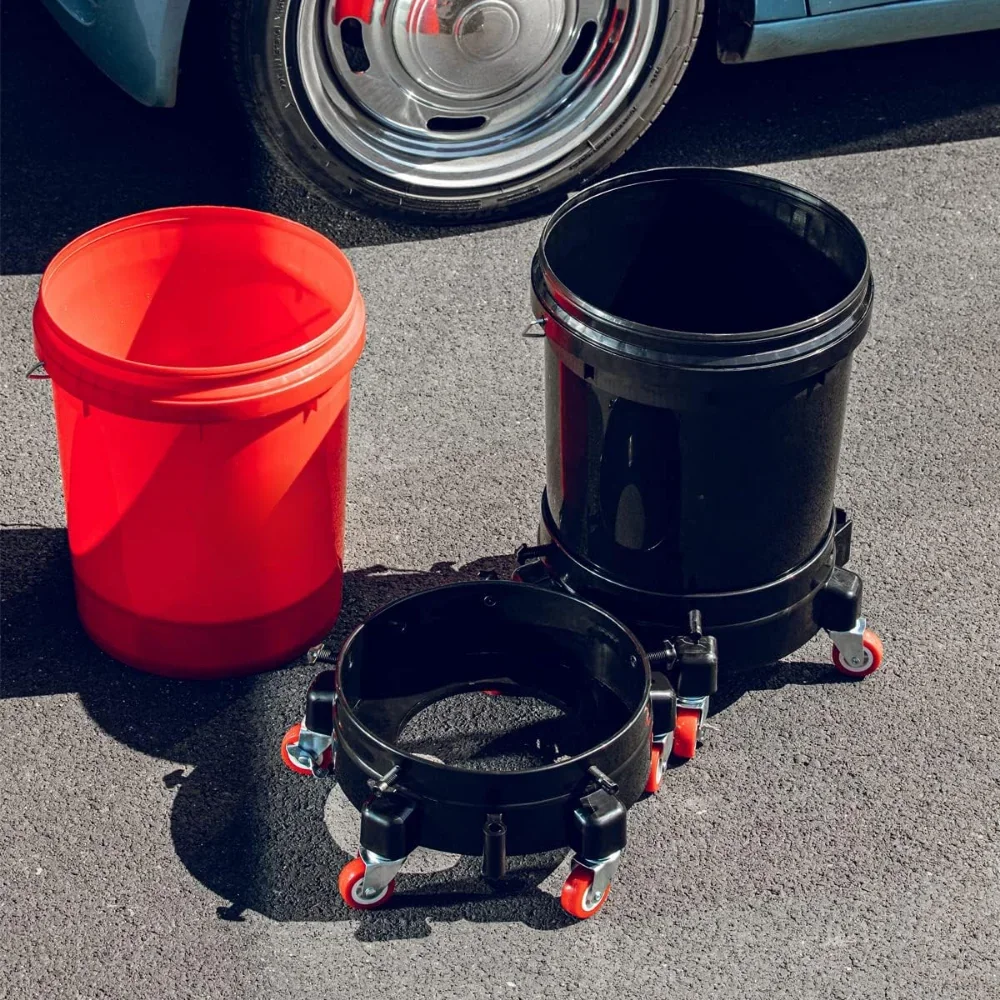 Rolling Bucket Dolly 360° Swivel Bucket Roller Removable Truck with Wheels Storage Tray Heavy Duty Car Wash Tools