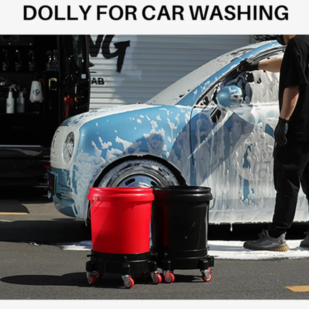 Rolling Bucket Dolly 360° Swivel Bucket Roller Removable Truck with Wheels Storage Tray Heavy Duty Car Wash Tools
