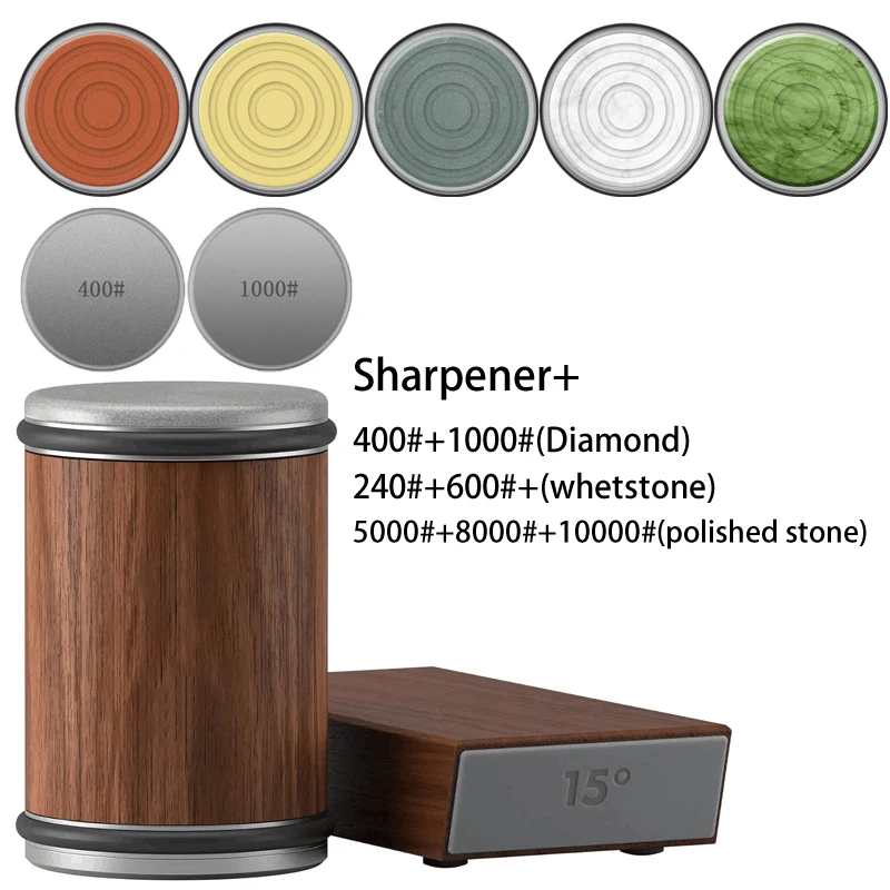 Rolling Knife Sharpener Magnetic Knife Holder Diamond Sharpening Stone Kit with 15 and 20 Degrees Angle Roller Kitchen