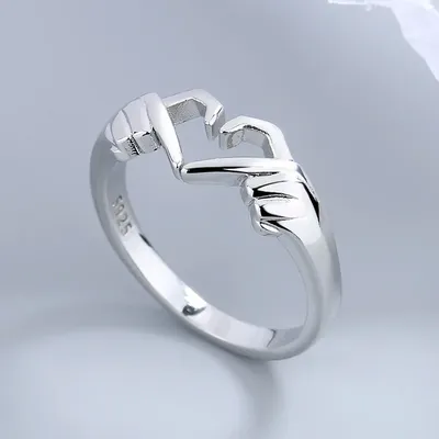 Romantic Love Hand with Heart Shaped Ring Creative Couple Silver Color Adjustable Open Rings Personality Party Jewelry Romantic Love Hand with Heart Shaped Ring Creative Couple Silver Color Adjustable Open Rings Personality Party Jewelry
