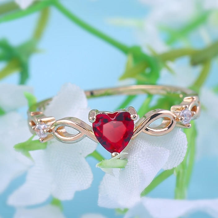 Romantic Simple Heart Ring with Stone Romantic Simple Heart Ring with Stone