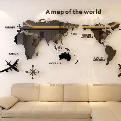 Room Decor World Map 3D Stickers