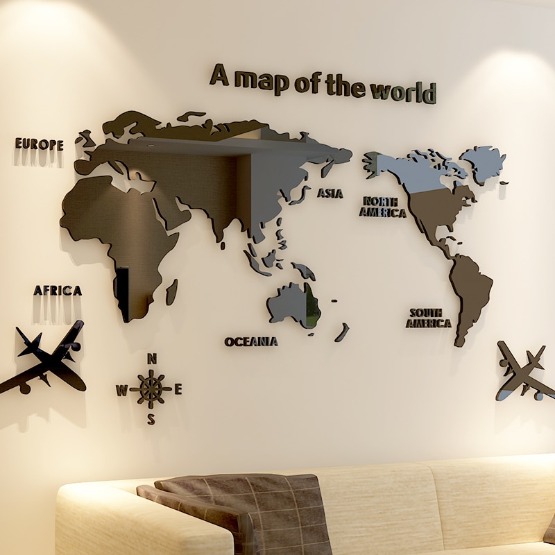 Room Decor World Map 3D Stickers