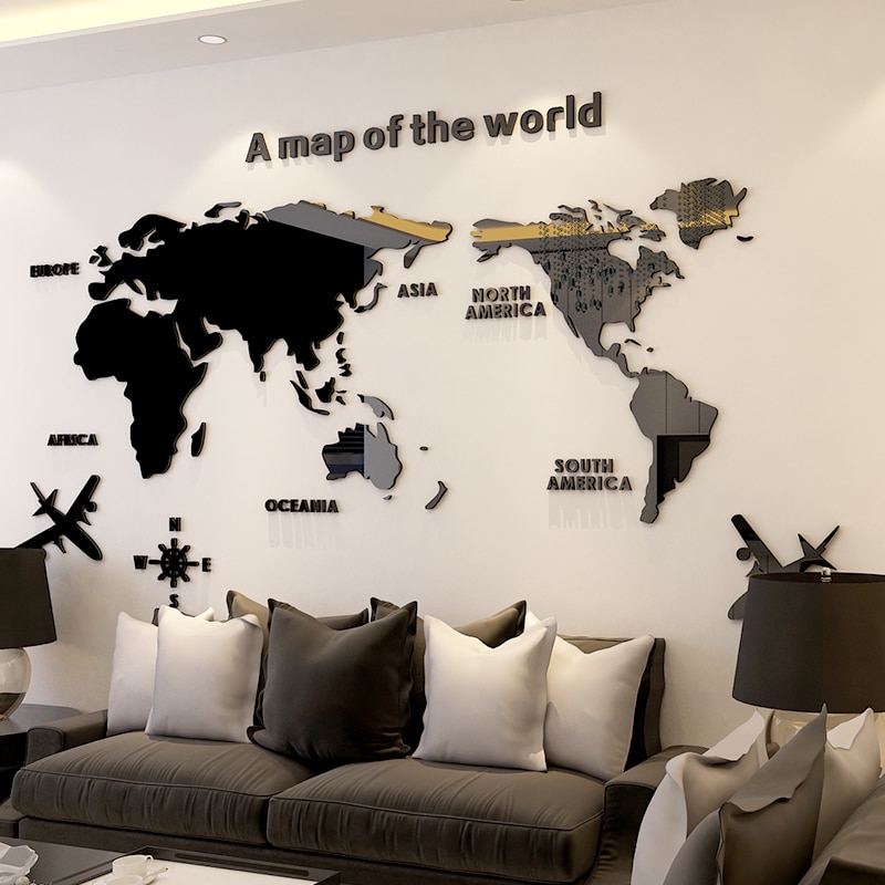 Room Decor World Map 3D Stickers